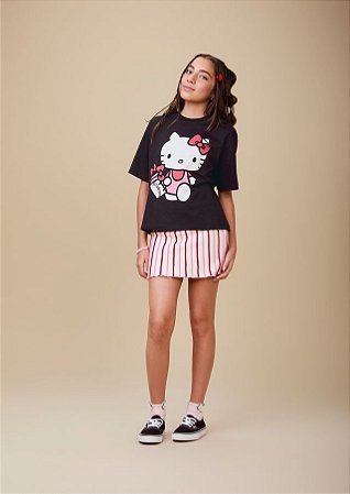 T-SHIRT HELLO KITTY PRETA I AM AUTHORIA