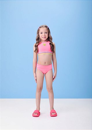 BIQUÍNI SMILE ROSA FLUOR MOMI