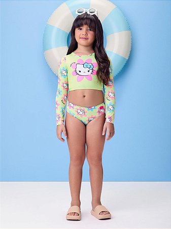BIQUÍNI MANGA LONGA NEON HELLO KITTY MOMI