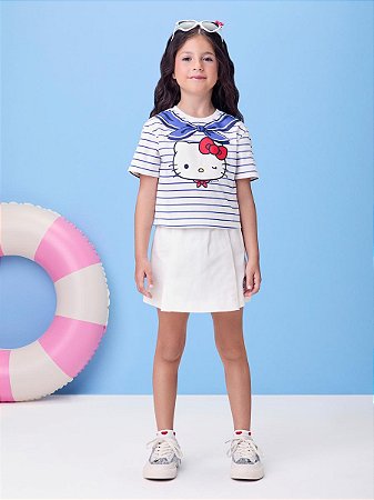CONJUNTO OFF LISTRADO HELLO KITTY MOMI