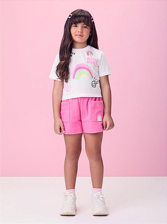 CONJUNTO BLUSA E SHORTS ARCO IRIS MOMI