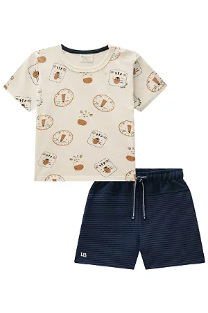 CONJUNTO CAMISETA E BERMUDA BEGE CLARO LUCBOO