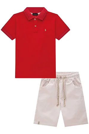 CONJUNTO CAMISA POLO E BERMUDA EM SARJA LUCBOO