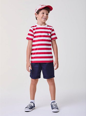 CONJUNTO CAMISETA LISTRADA E BERMUDA BIMBI