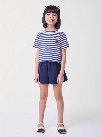 CONJUNTO LISTRADO MARINHO CEREJA BIMBI