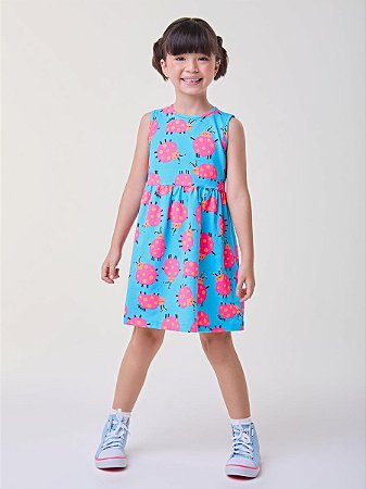 VESTIDO AZUL COM JOANINHAS BIMBI