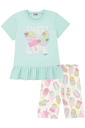 CONJUNTO BLUSA ALONGADA E BERMUDA BIKER KUKIÊ