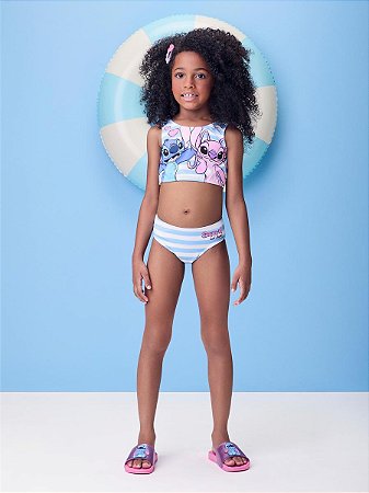 BIQUÍNI LISTRADO STITCH E ANGEL MOMI