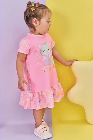 VESTIDO EM MOLECOTTON ROSA URSINHO KUKIÊ