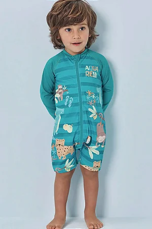 MACACÃO COM PROTEÇÃO UV50+ VERDE MAR LUCBOO