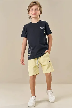 CONJUNTO CAMISETA PRETA E BERMUDA EM SARJA SOFT LUCBOO