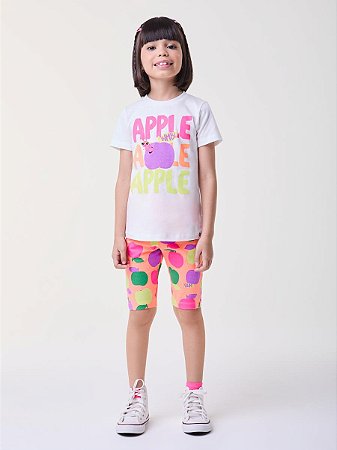 CONJUNTO BLUSA E BIKER FRUIT PRINT MAÇÃS BIMBI