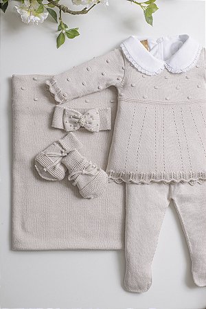 KIT SAÍDA DE MATERNIDADE BABY GIRL BEGE CLARO RN ARCOBALENO