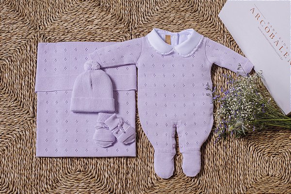 KIT SAÍDA DE MATERNIDADE BABY GIRL LILÁS CLARO RN ARCOBALENO