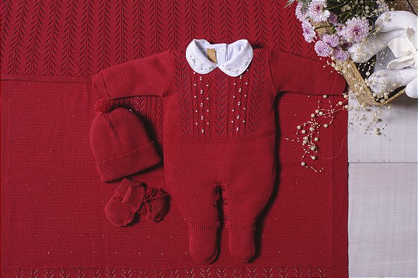 KIT SAÍDA DE MATERNIDADE BABY GIRL PÉROLAS CEREJA RN ARCOBALENO