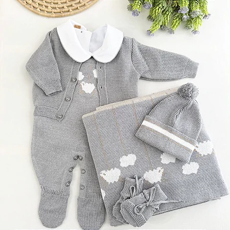 KIT SAÍDA DE MATERNIDADE BABY BOY CINZA CLARO RN ARCOBALENO