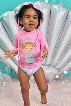 CONJUNTO BIQUINI, BLUSA E CHAPÉU COM PROTEÇÃO UV KUKIÊ