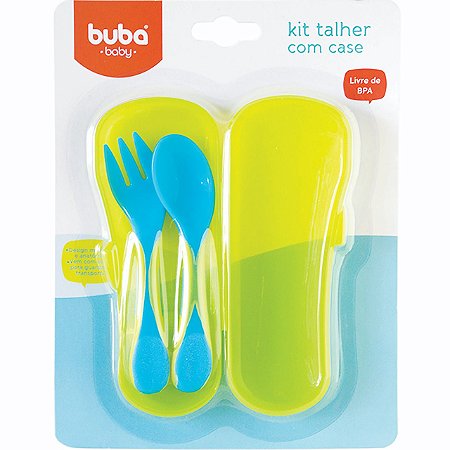 Kit Talher Azul Baby com Case - Buba Baby