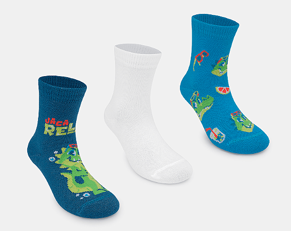 KIT COM 3 MEIAS SOQUETE JACARÉ RELAX PUKET