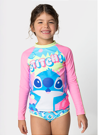 CONJUNTO CAMISETA E CALCINHA KIDS STITCH AZUL PUKET