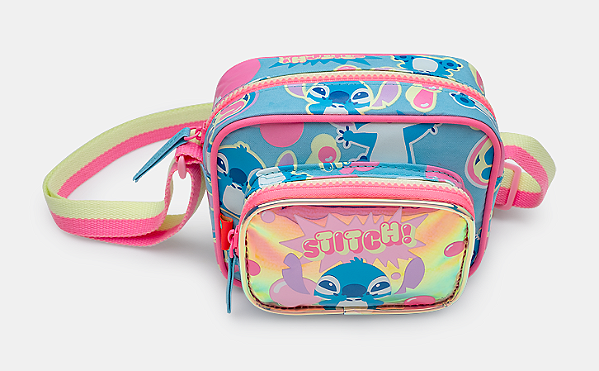 BOLSINHA LILO E STITCH AZUL CÉU HOLOGRÁFICA PUKET