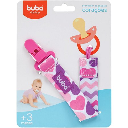 Prendedor de Chupeta Corações - Buba Baby