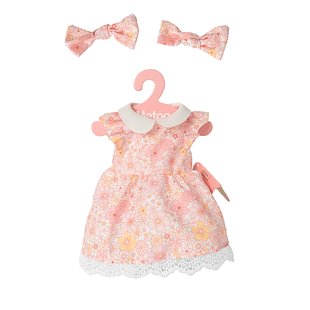 ROUPA DE BONECA VESTIDO VINTAGE FLOWERS COM CABIDE METOO