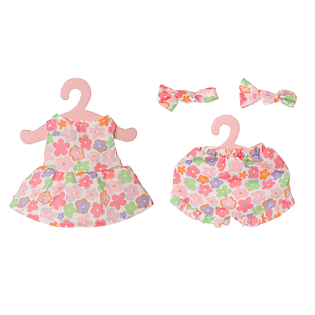 ROUPA DE BONECA CONJUNTO PRIMAVERA COM CABIDE METOO