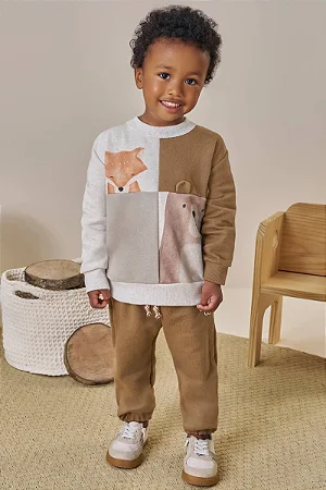 CONJUNTO BLUSA E CALÇA JOGGER BEGE ESCURO LUCBOO