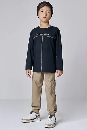 CONJUNTO CAMISETA PRETA ML E CALÇA JOGGER LUCBOO