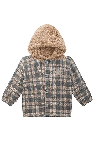 OVERSHIRT EM FLANELA XADREZ E PÊLO CARNEIRINHO LUCBOO