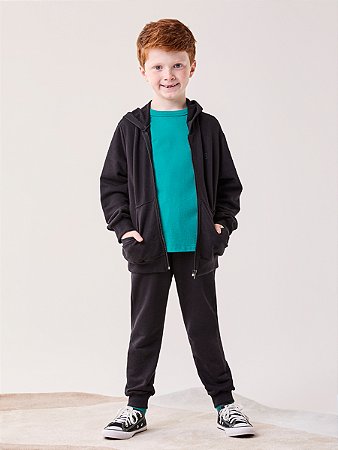 CALÇA JOGGER EM MOLETOM PRETA BIMBI
