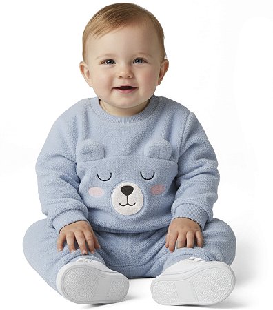 CONJUNTO BLUSÃO E CALÇA PELÚCIA AZUL MALWEE