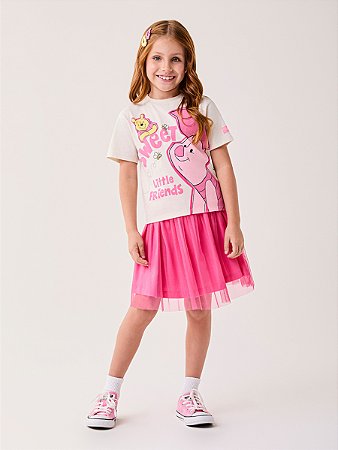 CONJUNTO BLUSINHA E SAIA EM TULE LEITÃO URSINHO POOH BIMBI