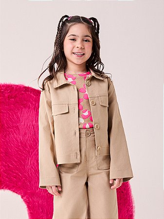 JAQUETA DE SARJA BEGE COM BOTÕES BIMBI