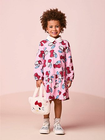 VESTIDO MOLETINHO CEREJAS HELLO KITTY MOMI
