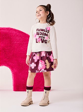 CONJUNTO BLUSA E SAIA FLOWERS BIMBI