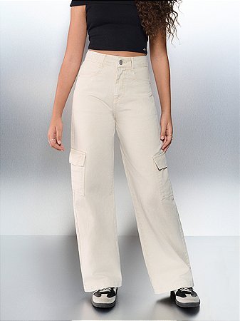 CALÇA WIDE LEG EM SARJA AUTHORIA