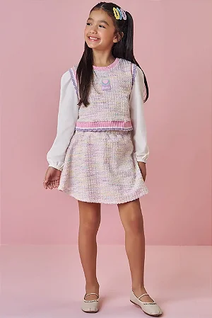CONJUNTO TRIO - BLUSA, SAIA E COLETE KUKIÊ