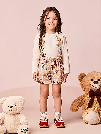 CONJUNTO BLUSA MANGA LONGA E SHORTS URSINHO POOH MOMI