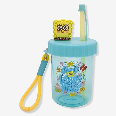 COPO CANUDO FLIP 500ML BOB ESPONJA ZONA CRIATIVA