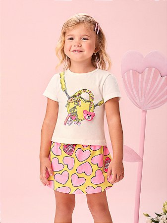 CONJUNTO COM ESTAMPA DE BOLSA E URSINHO 3D MOMI