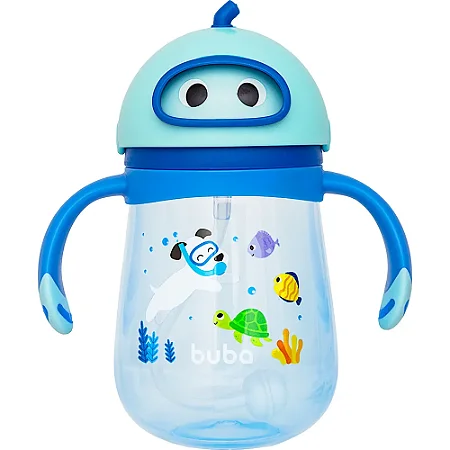 COPO COM DISPOSITIVO CANUDO MERGULHO AZUL BUBA
