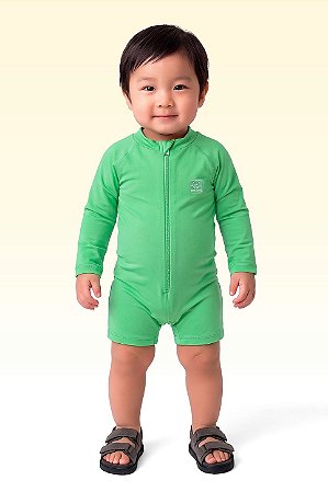 MACACÃO EM MALHA PROTEÇÃO UV50+ VERDE FAKINI