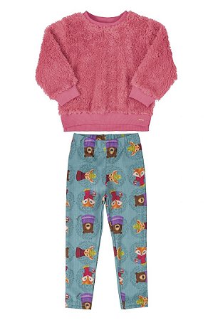 Conjunto Blusão em Pelo e Calça em Malha Flanelada 171736 - Up Baby