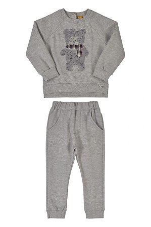 Conjunto Blusão e Calça em Moletom Mescla Cinza Médio 000037 - Up Baby