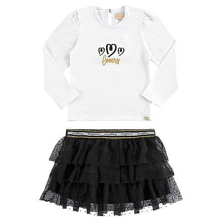 CONJ. BLUSA COTTON E SAIA TULE - 20528 - PP