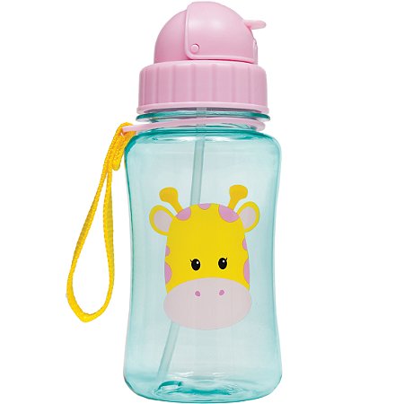 Garrafa com Canudo Animal Fun Girafa 350ML - Buba Baby