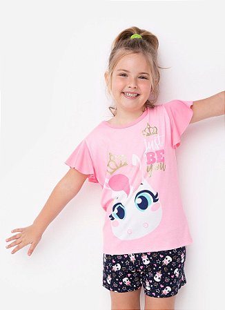 SHORT DOLL MC KIDS VISCO UNICORNIO ROSA