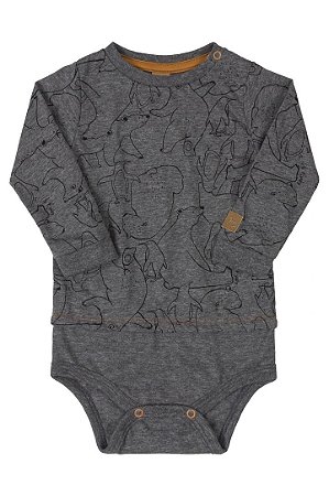 BODY MANGA LONGA EM MEIA MALHA AB1257 ABSTRATO 1257